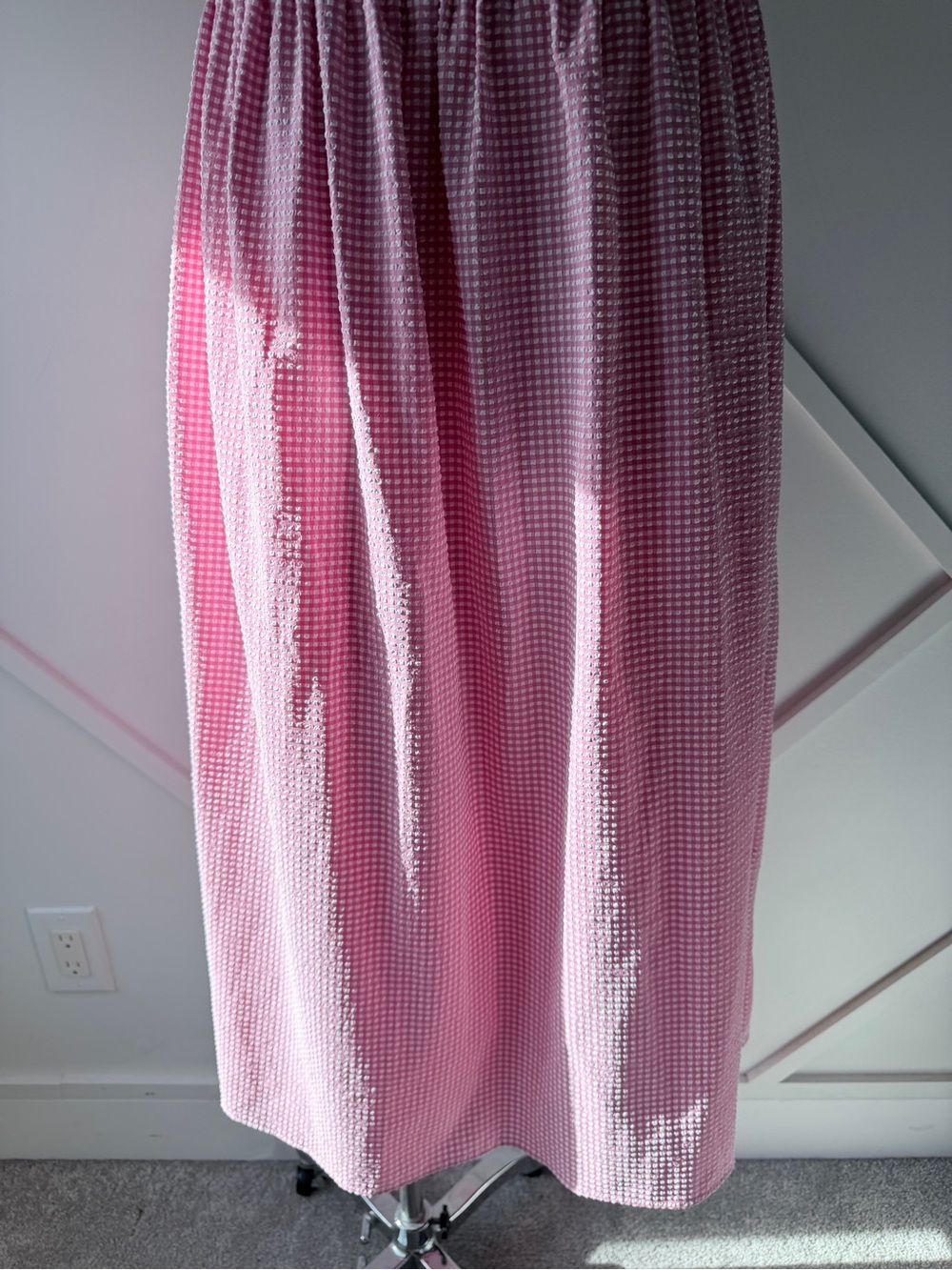 Zara Gingham Smocked Midi Dress Pink White Sz S | Cottagecore Balletcore - Picture 12 of 15